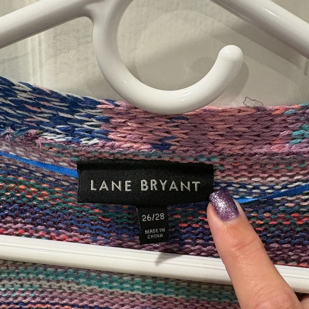 Lane Bryant 26/28 Colorful Knit Cardigan - Short Sleeved - Picture 3 of 5